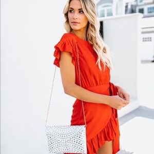 VICI Lovina Ruffle Wrap Dress - Blood Orange